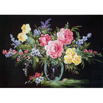 Embroidery Panel "Flowers" dimension 50 x 70 cm 10.550 Gobelin-Diamant