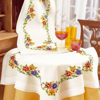 Tablecloth Cotton 80 x 80cm with Stamped Pattern Cross Stitch No. 2300-111