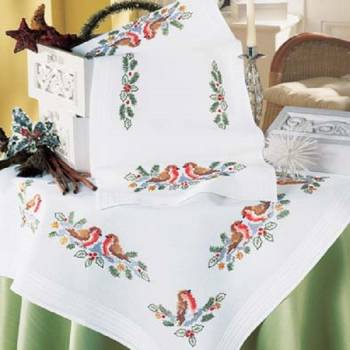 Tablecloth Cotton 80 x 80cm with Stamped Pattern Cross Stitch No. 2300-149