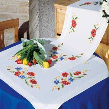 Tablecloth Cotton 80 x 80cm with Stamped Pattern Cross Stitch No. 2300-177