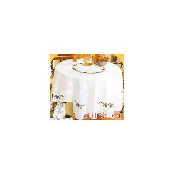 Rotunda Cotton Tablecloth Ø 170cm with Cross Stitch Pattern No 2083-8112