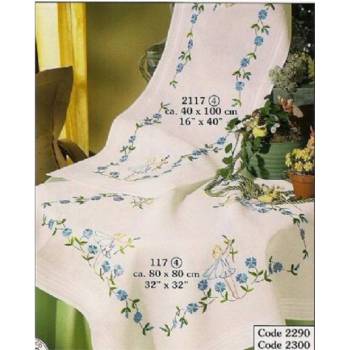 Tablecloth Cotton 80 x 80cm with Stamped Pattern Cross Stitch No. 2300-117