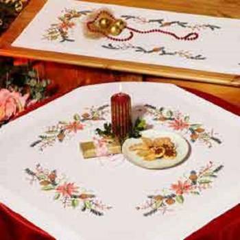 Tischdecke aus Baumwolle, 80 x 80 cm, mit gestempeltem Kreuzstichmuster Nr. 2300-143