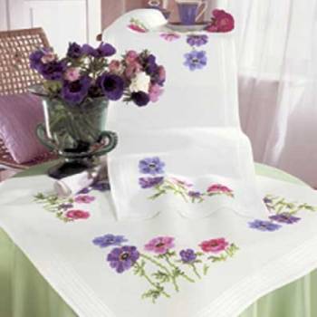 Tischdecke aus Baumwolle, 80 x 80 cm, mit eingestanztem Kreuzstichmuster Nr. 2300-352