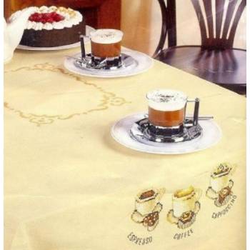 Long Narrow Cotton Tablecloth 140 x 220 cm with Cross Stitch Pattern No 2082-94355