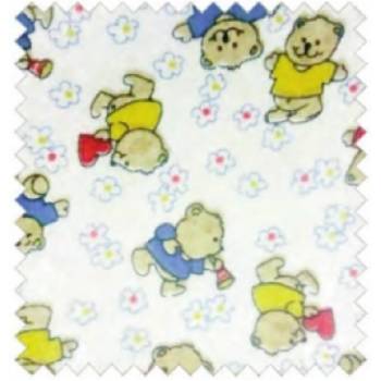 2-seitig gesteppter Flanell mit aufgedruckten Mustern Bären für Kinderdecken und Bettlaken F. 1,80 m 100 % Baumwolle